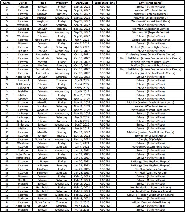 202223 SJHL schedule released portals